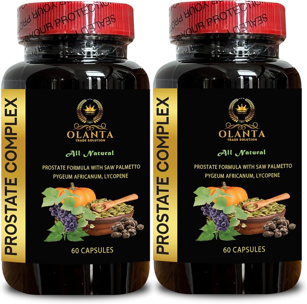 PROSTATE COMPLEX FOR MEN - Prostata sundhed kosttilskud, Nettle ekstrakt prostata, Saw Palmetto Extract, Pygeum africanum Extract, Grape Seed Extract, Græskar Seed Extract - 2 flasker
