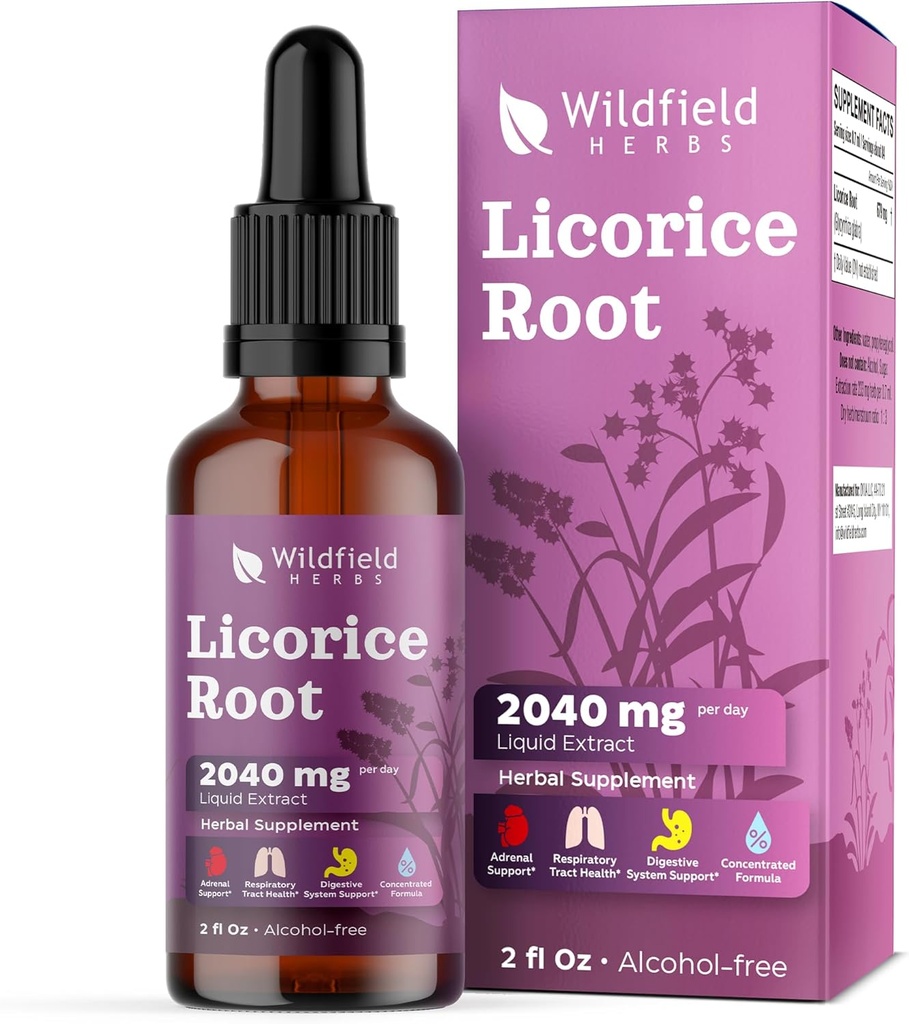 Lakrids Root Extract Drops 2000mg (Glycyrrhiza glabra L.) Herbal Supplement Absorbs Bedre end kapsler, 1 måned Tilgang, 84 Servering, Alkohol- Free Tincture - 2 Oz, Pack of 1