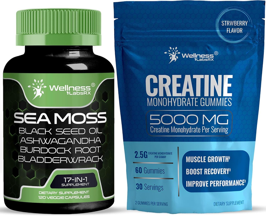 WELLENess LASSRX Irish Sea Moss Capsules - Creatin Gummies 5000mg