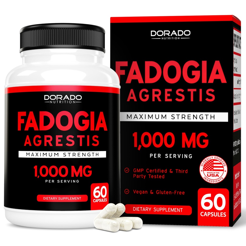Fadogia Agrestis Extract 1000mg per servering - [Maksimal styrke] - Styrke, Drive, Atletisk ydeevne, Muskelmasse - tredjepart testet - Zero Fillers - Gluten Free, Non- GMO, Veganske kapsler