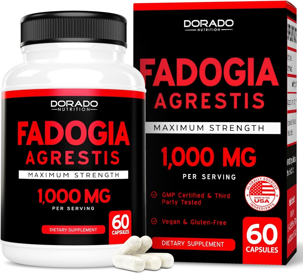 Fadogia Agrestis Extract 1000mg per servering - [Maksimal styrke] - Styrke, Drive, Atletisk ydeevne, Muskelmasse - tredjepart testet - Zero Fillers - Gluten Free, Non- GMO, Veganske kapsler