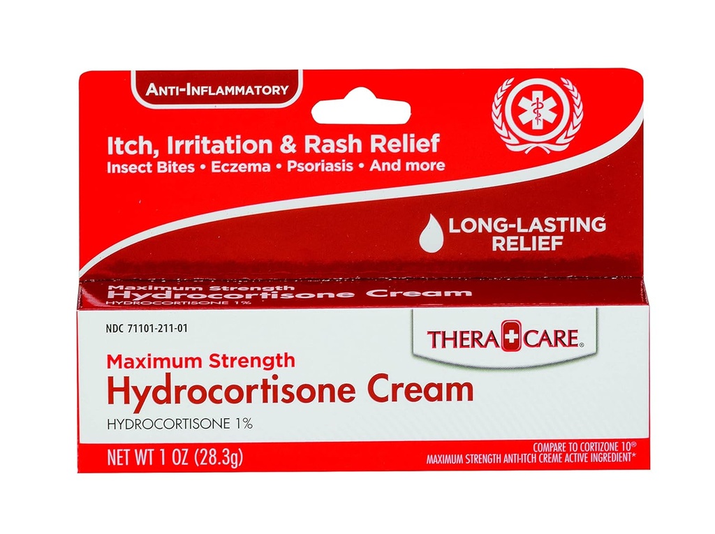 Thera Care Hydrocortison Cream er 124; maksimal styrke OTC-124; Itch Irritation og udslæt Relief er 124; 1 oz