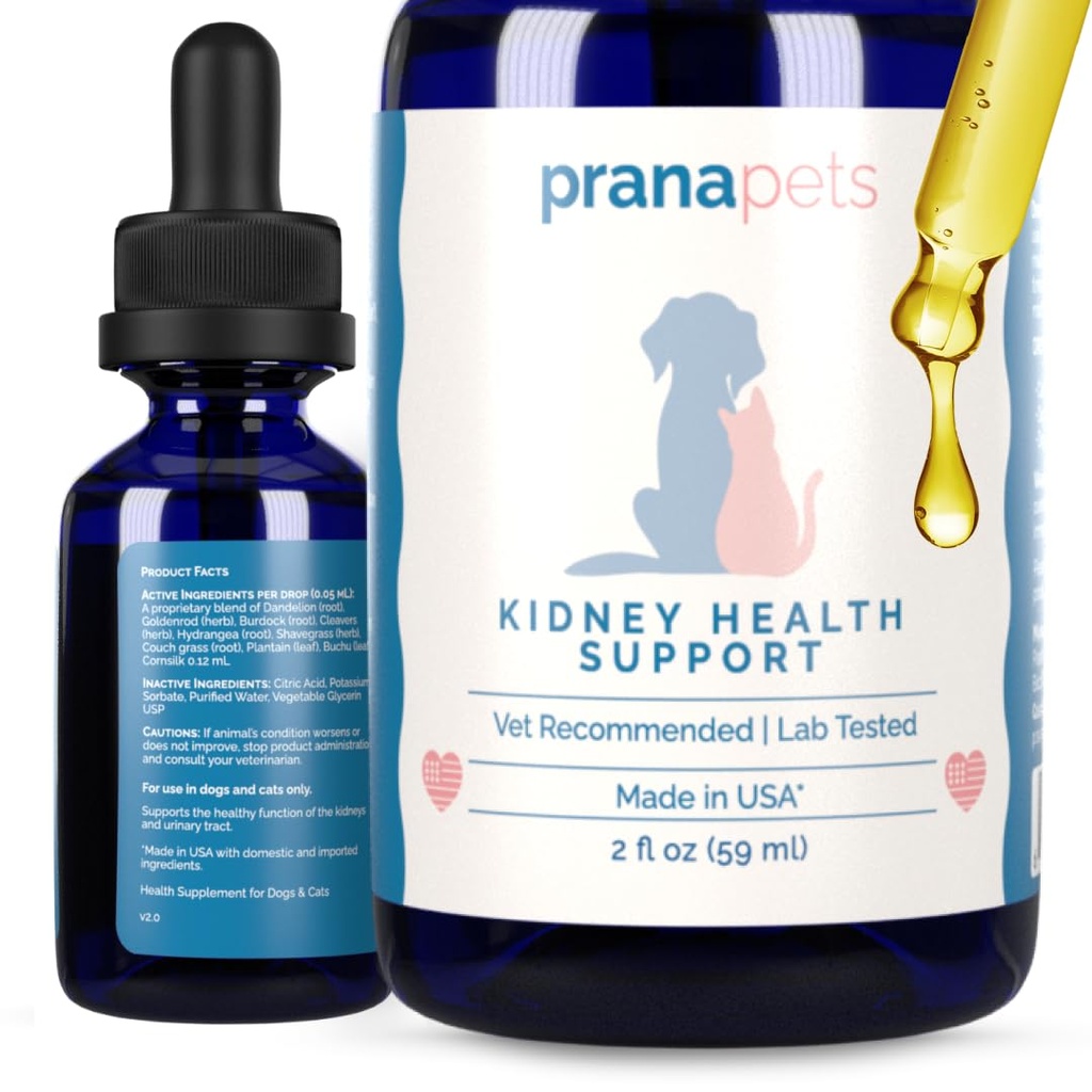 PranaPets Kidney Health Support for Cats Budd124; Naturligvis understøtter sund Nyrefunktion i Cats Budd124; Herbal Formel Hjælper Betændelse & Symptomer på Nyreproblemer