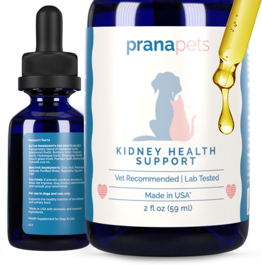 PranaPets Kidney Health Support for Cats Budd124; Naturligvis understøtter sund Nyrefunktion i Cats Budd124; Herbal Formel Hjælper Betændelse & Symptomer på Nyreproblemer
