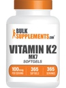 BulkSupplements.com Vitamin K2 Softgels - Vitamin K2 MK7, Vitamin Kosttilskud - Gluten Free, 1 Softgel per servering, 365 Count (pakke med 1)