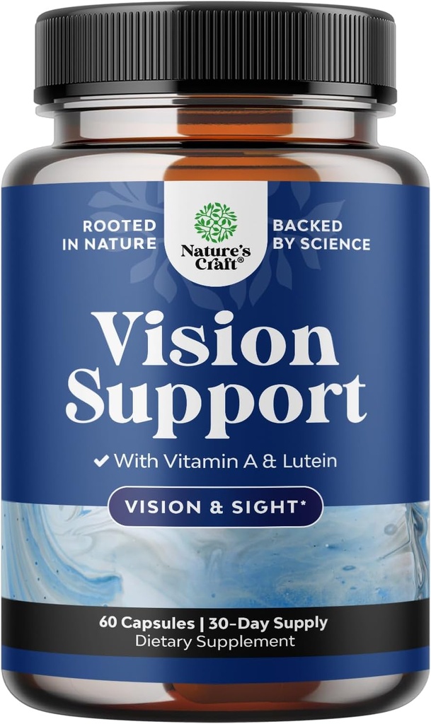 Komplet Eye Health supplement for voksne - Lutein 20mg Per Serving Eye Vitamin til Vision tørre øjne Tryk og blå lys beskyttelse - Supplement Voksne med Beta Caroten øjne