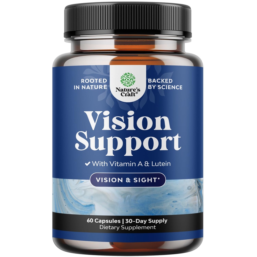 Komplet Eye Health supplement for voksne - Lutein 20mg Per Serving Eye Vitamin til Vision tørre øjne Tryk og blå lys beskyttelse - Supplement Voksne med Beta Caroten øjne