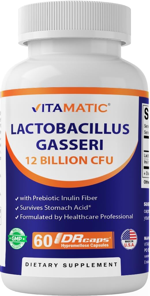 Vitamatisk Lactobacillus Gasseri - 12 milliarder per DR Capsule - 60 greve - fordøjelsesstøtte - Fremstillet med Prebiotic Inulin Fiber