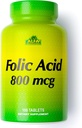 ALFA VITAMINS Folinsyre 800 mcg prenatal supplement, understøtter kardiovaskulær sundhed, Body & Brain funktioner, dannelse af røde blodlegemer og sund foster udvikling, Kosttilskud, 100 tabletter