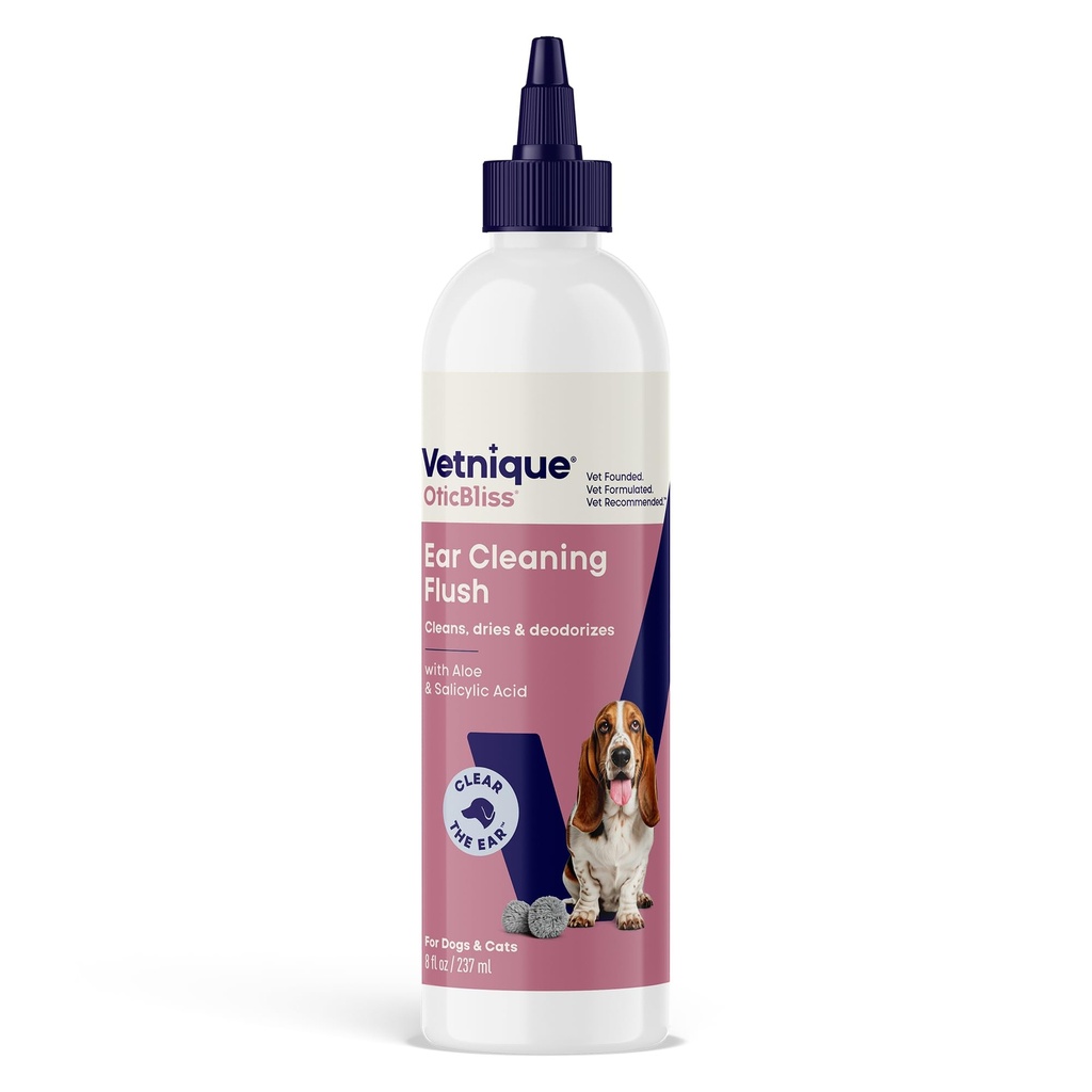 Vetnique Oticsables Cat & Hundeøre Cleaners: Medicated Hund Ear Drops for Infektion, Antiseptisk Flush, & Wipes to Reduce Itchy Ears & Head Shaking - Vet Anbefalet til Itchy Ears (8oz, Flush)