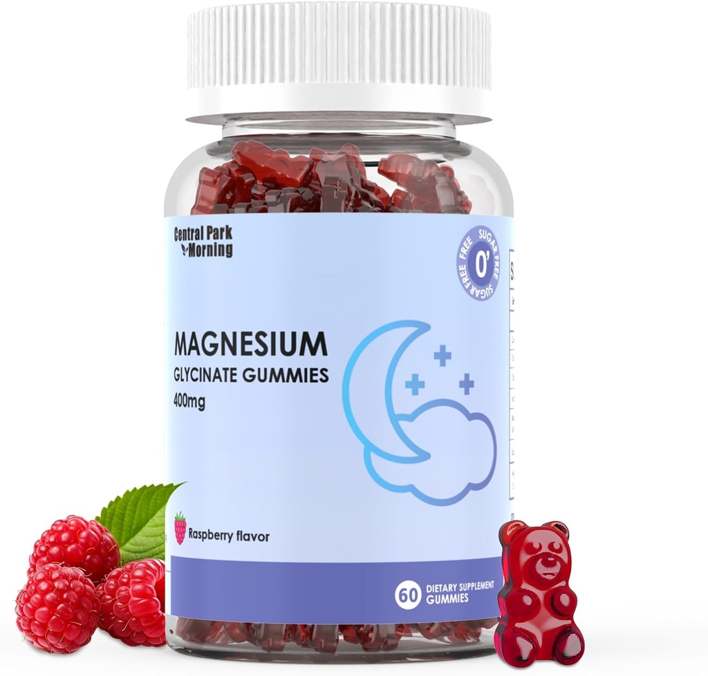 Magnesium Glycinat Gummies 400mg, Adult Sugar Free Magnesium Glycinate Supplement, Muskel, Knoglestøtte - 60 Organic Gummies