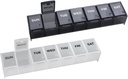 EZY DOSE Weekly (7-Day) Daily Pill Organizer, Vitamin Planner, og Medicine Container, Store Compartments, Let at åbne, Rejse Friendly, Inkluderer en sort og en hvid (2 Pack), Made in The USA