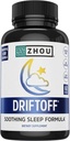 Zhou Driftoff - Nature Inspirated Sleep Aid, Valerian Root & Melatonin til søvn for mænd og kvinder, rolig søvn supplement for voksne med Gaba & kamille til at slappe af - 60 Veggie kapsler