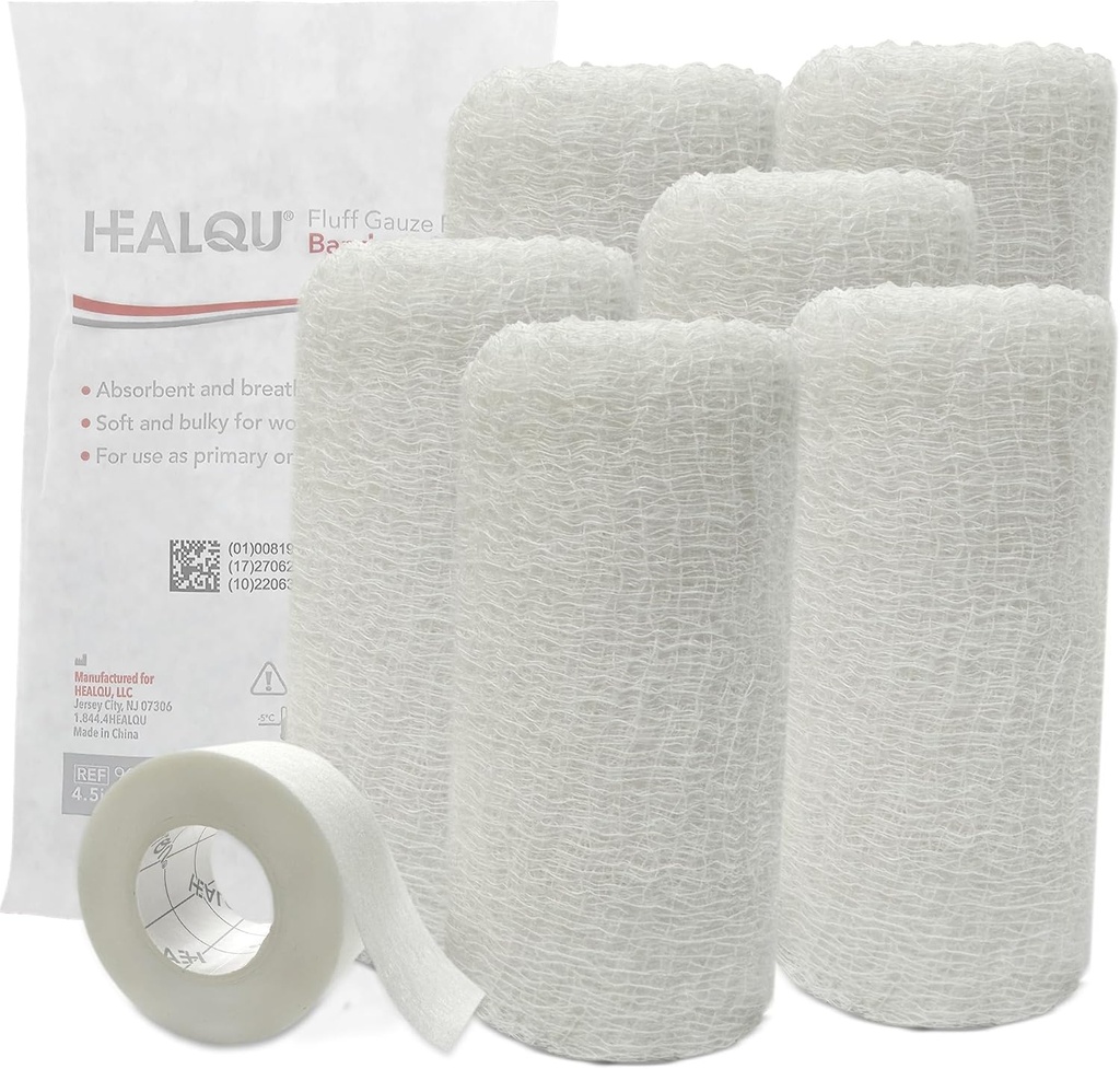 Kerlix Gauze Bandage Rolls - 4 1 / 2 i x 4.1 Yds, 6 Ply - 6 Single Steril Pocuhes- Extra Absorbency - Latex Free, Hospital Grade Cotton Fluff Bandage Wrap Krinkle Style - for Sår Care & Førstehjælp