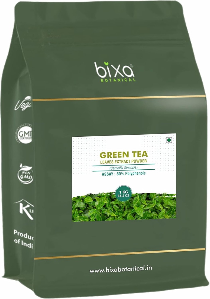bixa BOTANIAL Ayurvedic Natural Herbal Supplement Green Tea 100% Pure Autentisk Premium Kvalitet (Camellia sinensis) Dry Extract - 50% Polyphenoler af UV - 124; -1Kg (35,2 Oz) Pack