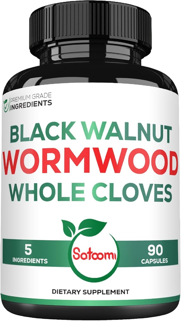 Satoomi 5 i 1 ormwood kapsler Supplement - med sort valnød Cloves gurkemeje og berberine HCl - 90 kapsler - immunsystem og fordøjelsessygdomme