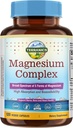 Terranics 5- in-1 Magnesiumkompleks Supplement 500mg - 5 former Høj Absorption Magnesiumglycinat Citrat Malat Aspartatgluconat for dvalehjertets sundhed - Non- GMO 120 Vegankapsler