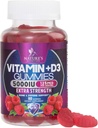 D3- vitamin supplement Gummy 5000 IE (125 mcg) Kosttilskud Vitamin D til mænd og kvinder - Knogler, tænder, muskler og immunforsvar, høj potens VIT D3 Nature non-GMO & Gluten Free - 60 Gummies