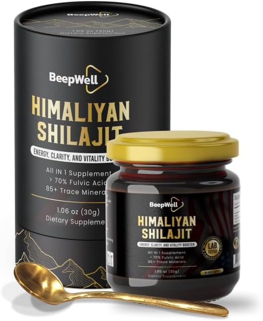 Generisk BeepWell Shilajit Resin - Pure Organic Himalayan Shilajit Natural Resin Mænd Kvinder Chilajil 70% Fulvic Acid 85 + Trace Minerals 60 Server 1.06 oz