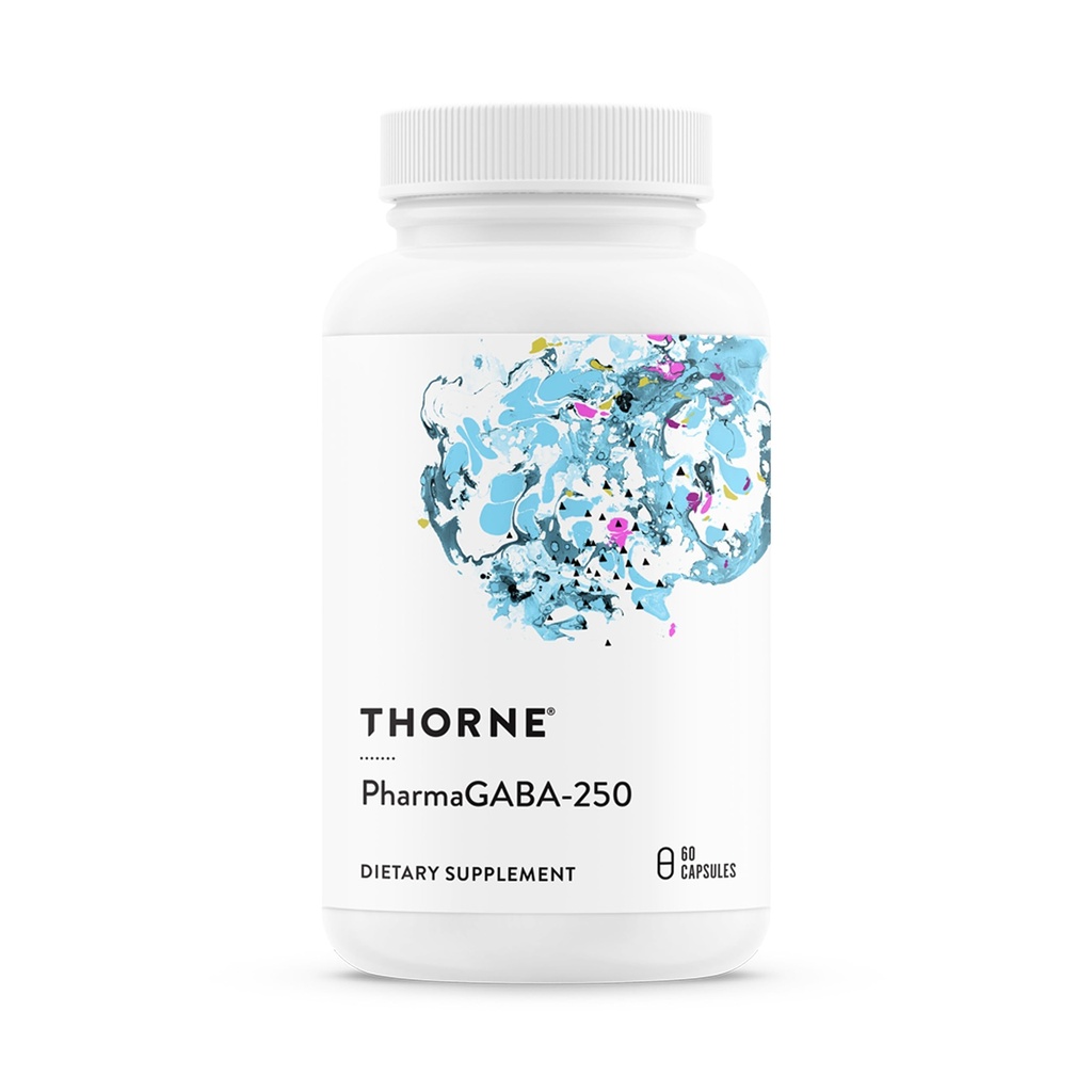 THORNE - PharmaGABA- 250 - GABA Supplement - 250 mg Natural Source Gamma- Aminosmørsyre - fremmer en rolig, afslappet, fokuseret tilstand af sind * - 60 kapsler