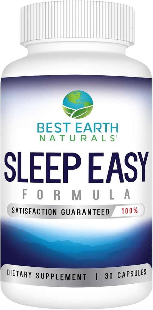 Bedste Earth Naturals Sleep Easy tillæg med L- Theanine, GABA, 5- HTP og mere 30 Tæl