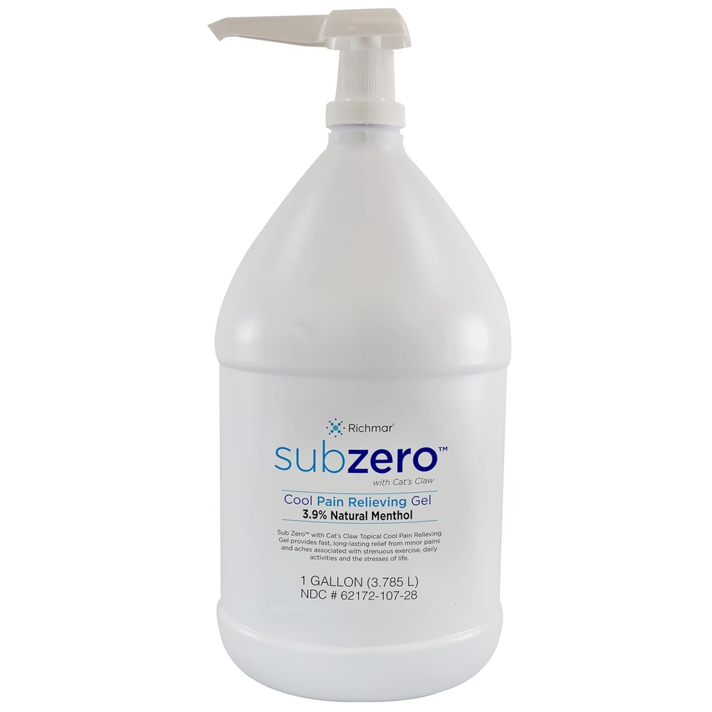 Sub nul kølende smerte relief gel, 1-Gallon flaske med pumpe - fælles relief og nerve smerte relief creme til muskel dyb smerte relief og arthritis relief