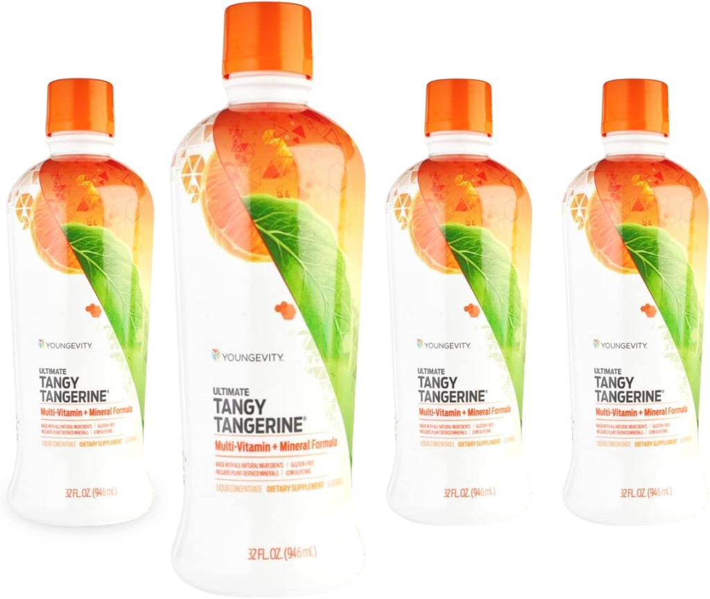 Youngevity Majestic Earth - Ultimate Tangy Tangerine, 32 FL Oz - Gluten- Free Liquid Multivitaminer til mænd, Kvinder & Daglig immunforsvar til børn - Boost Complete Nutritional Drink for Health, Energy
