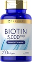 Carlyle Biotin 5000mcg Softgels against 124; 200 Greve Name 124; Vitaminer til hår hud og nakkestøtte 124; Non- GMO, Gluten Free Supplement