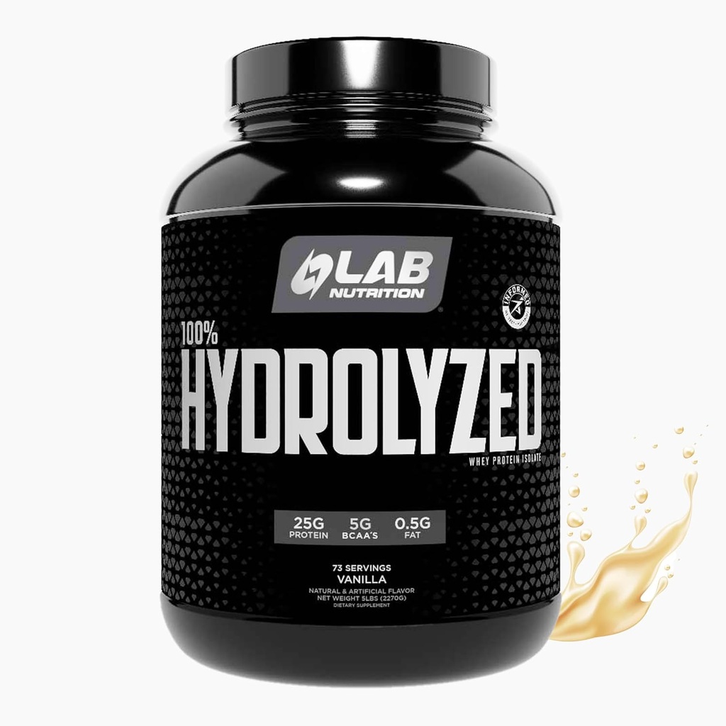 100% hydrolyseret Whey Protein Isolate (5 Pund, Vanilla Flavor) 25gr af Protein, Byg Muskel, Lean Muscle Growth, Easy fordøjelse, Gluten Free, Lactose Free, Hurtig Absorbing.