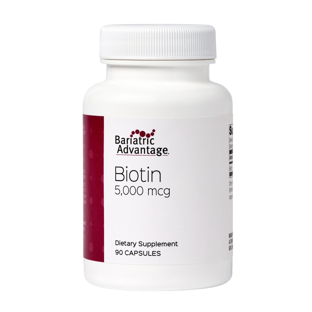 Bariatric Advantage Biotin 5000 mcg - for Bariatric Kirurgi Patienter - Easy- Digest Mini Kapsler - Biotin supplement - hår, hud & negle Support * - 90 Tæl