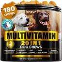 20-in-1 Hund Multivitamin Kosttilskud - Immunitet, fordøjelse, fælles og hjerte sundhed støtte - Naturlige hunde vitaminer med biotin, Msm, Tranebær, Glucosamin til hunde - 180 Chews