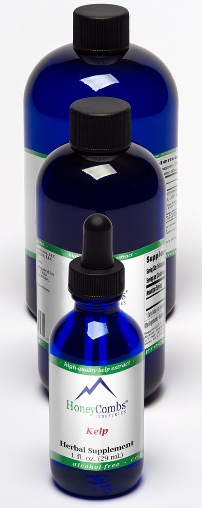 HoneyCombs 8oz. Kelp - Understøtter hjernen, fordøjelse, Glands, hår, hjerte og more- Alkohol- Gratis flydende ekstrakt