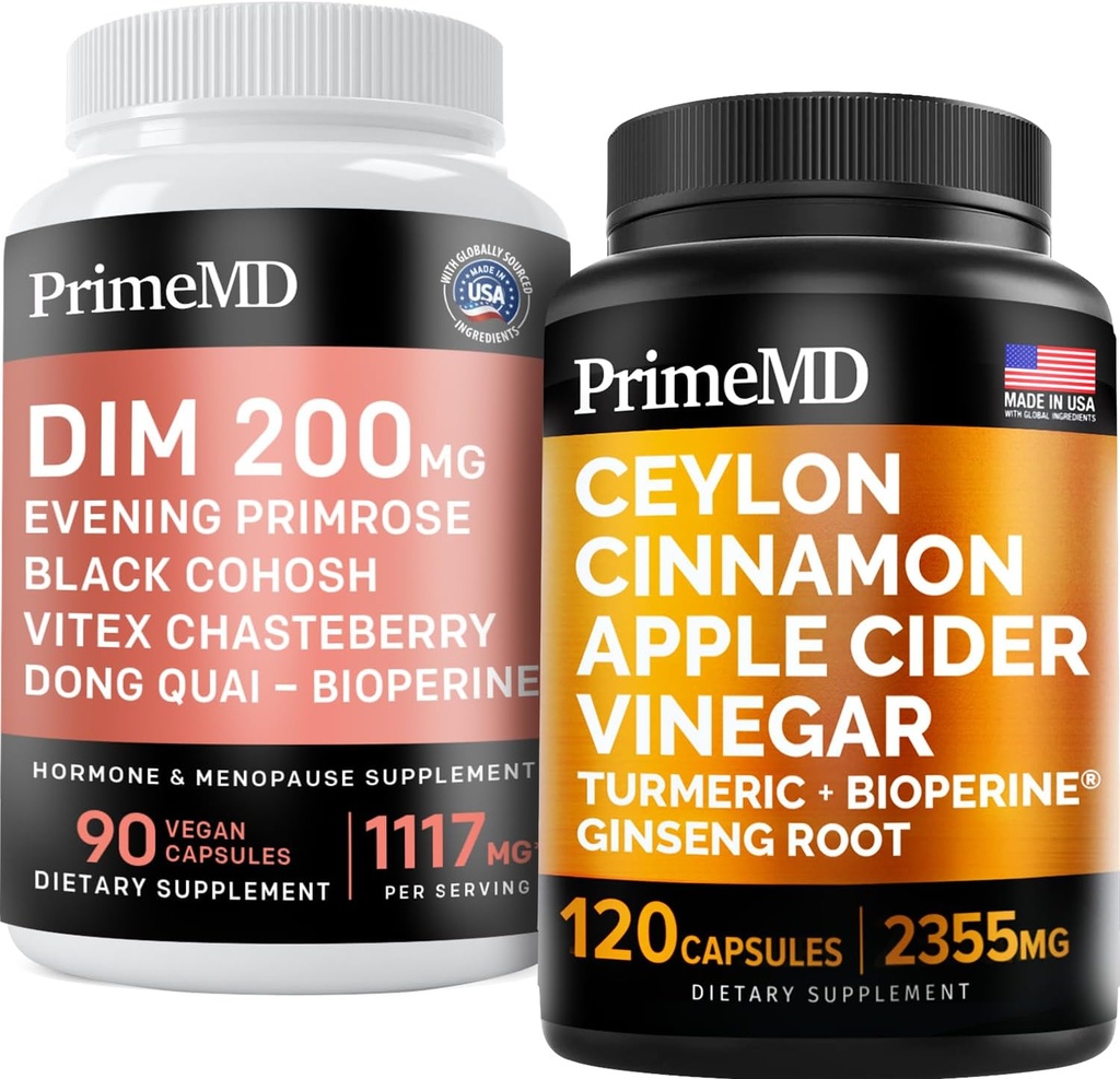 Ceylon Cinnamon (1pk) og Menopause Support (1pk) Supplement Bundle - Potent Vitaminer for hjerte, Metabolisme, Hormone, og immunforsvar - ikke-GMO, Vegan, Gluten- fri