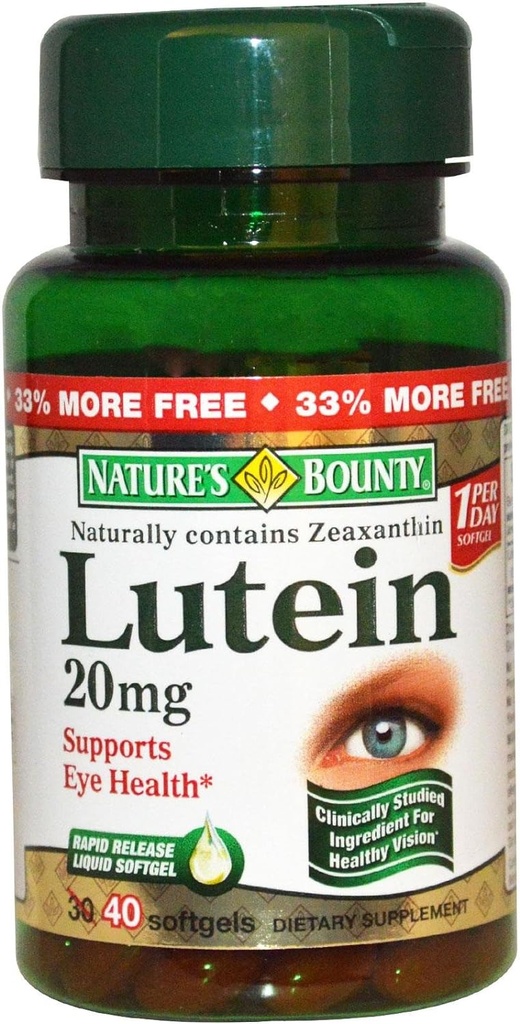 Nature 's Bounty Lutein 20mg, 40 Softgels (pakke med 2)