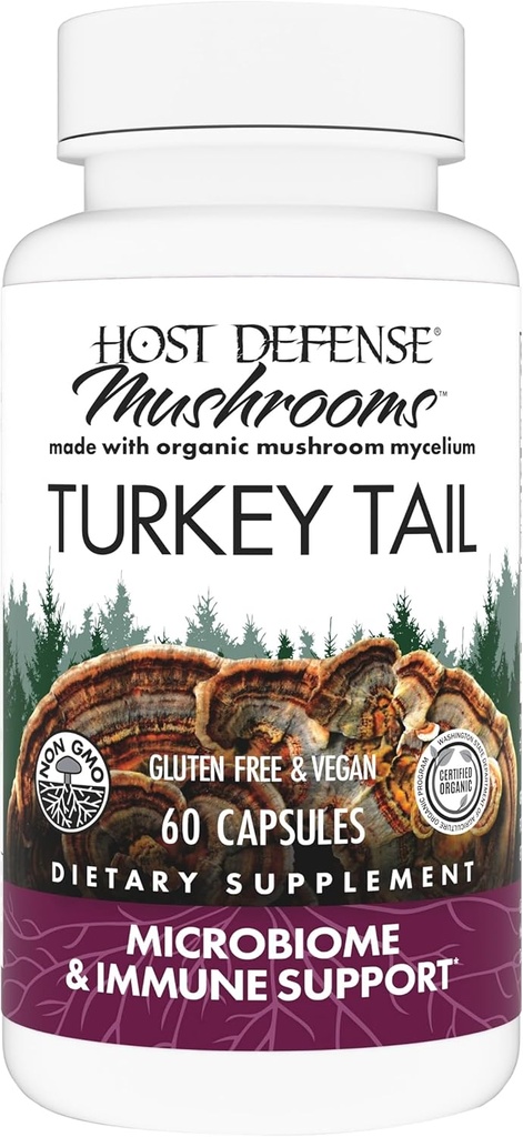 Værtsforsvar Tyrkiet Tail kapsler - fordøjelig sundhed & immunforsvar Support - Mushroom supplement til Gastrointestinal & Gut Microbiome Support - 60 Kapsler (30 Servere) *