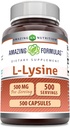 Amazing Formulas L- Lysin 500 mg kapsler Aminosyre Supplement 124; Non- GMO
