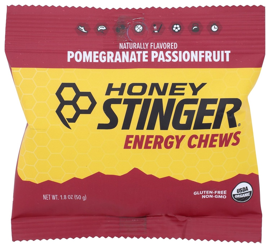Honey Stinger Organic Energy Chews, Pomegranate Passionfruit, 1.8 Ounce
