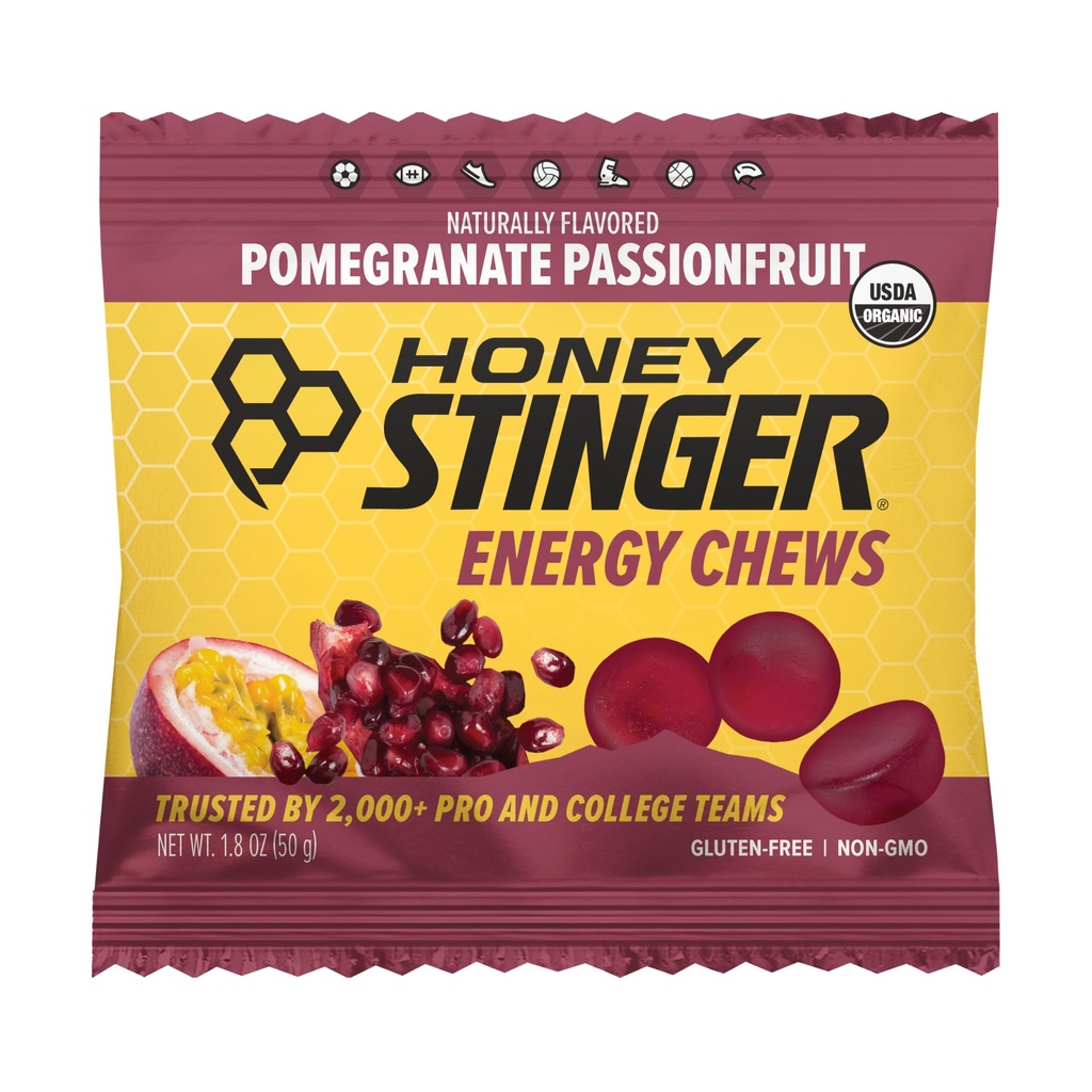 Honning Stinger Organic Energy Chews, Granatæbler Passionsfrugt, 1.8 Ounce