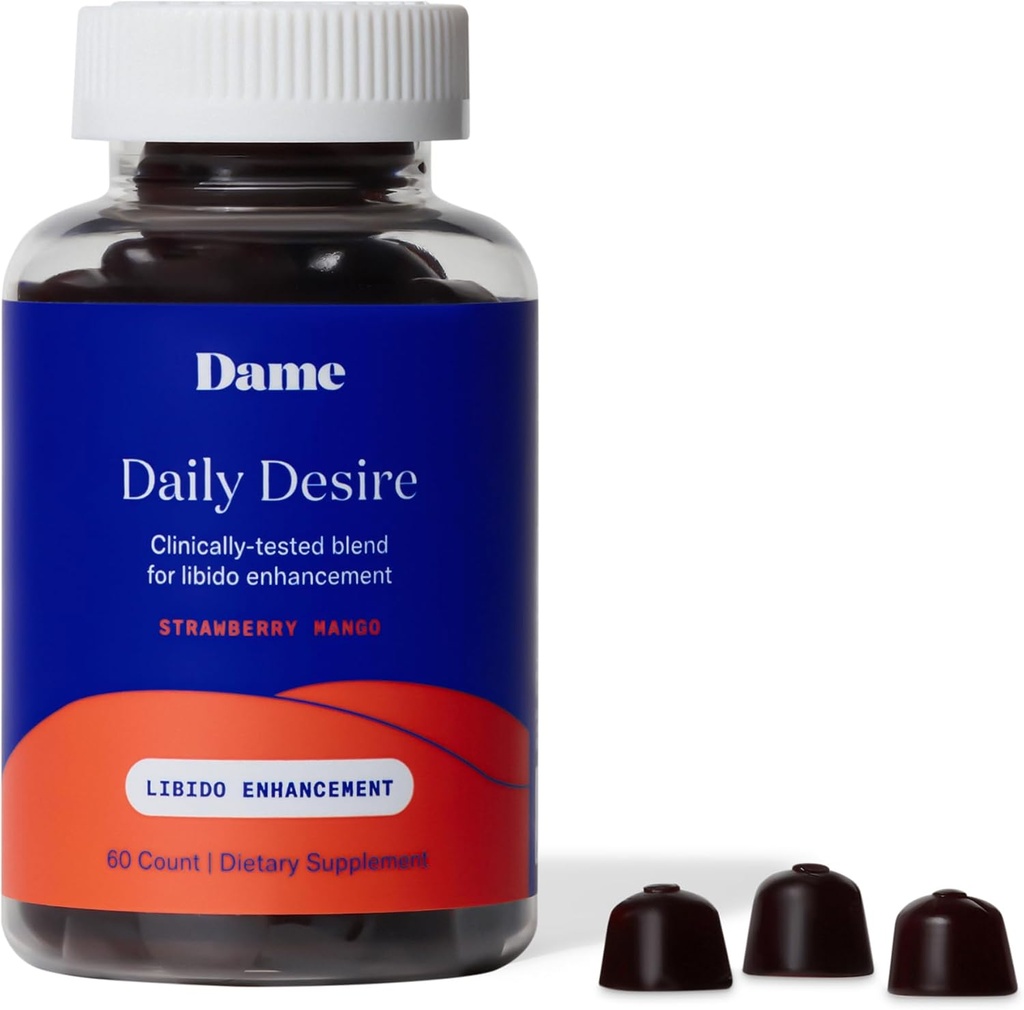 Dame produkter Desire Gummies, Energi Boost, Mood Enhancer, Stress Relief, Afslapning, Kvinder og Mænd, Jordbær Mango Flavor - 60 Greve