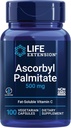 Life Extension Ascorbyl Palmitat 500mg - fat- Opløselige C-vitamin supplement til immuntilskud og lang levetid - Vand- Opløselige Gluten- fri, Non- GMO, Vegetar - 100 kapsler