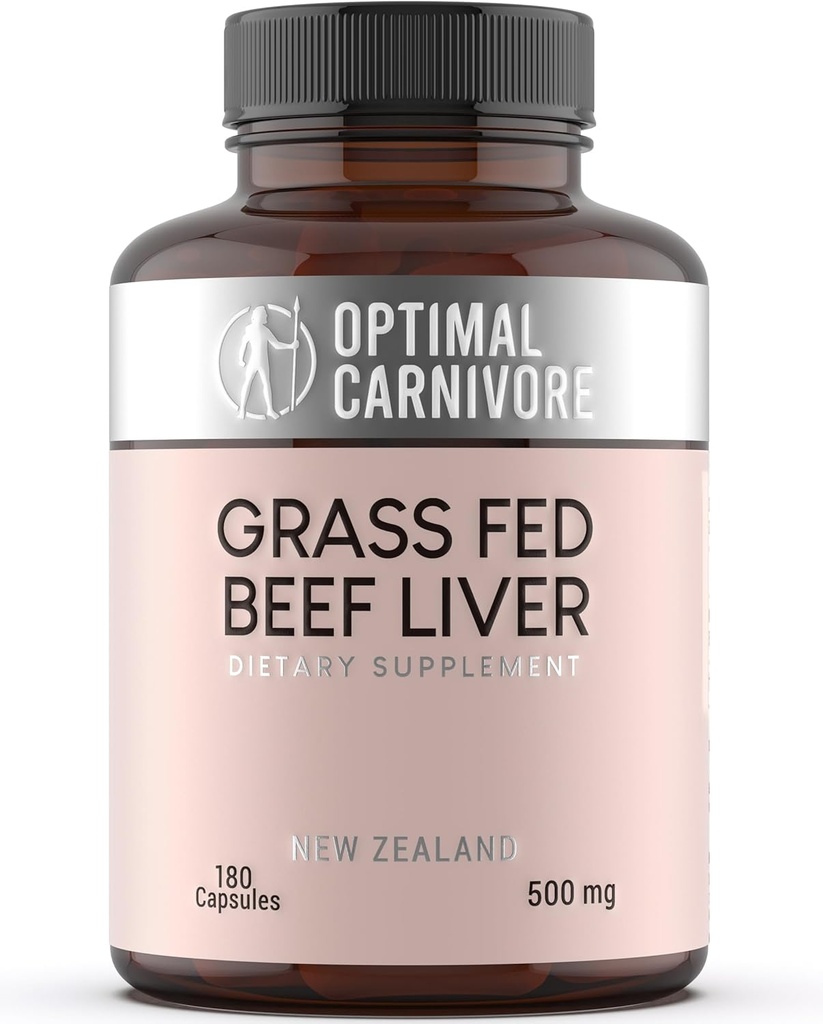Optimal Carnivore Grass Fed Beef Liver Capsules, Freeze Dried in Convenient Pills, 180 Capsules, Desiccated Supplement