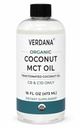Verdana Organic MCT Oil 16 oz - Food Grade USDA Organic for Keto Coffee, Unflavored Natural Oil Pulling Mouthwash & Massage - Koconut Derived, Fraktioneret - Medium Chain C8 C10 - Non-GMO, Kosher