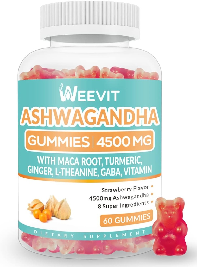 Sugar Free Ashwagandha Gummies for Women & Men, Ashwagandha Gummy med Maca Root Powder