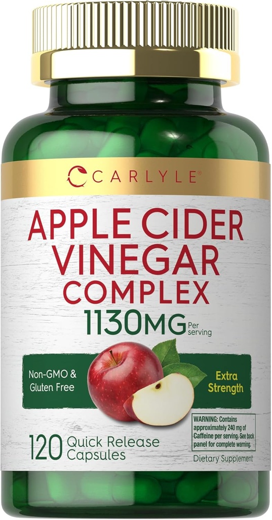 Carlyle Apple Cider Vinticaria Complex Kapsler er 124; 120 piller er 124; med Cayenne og Ginger er 124; Non- GMO & Gluten Free Supplement