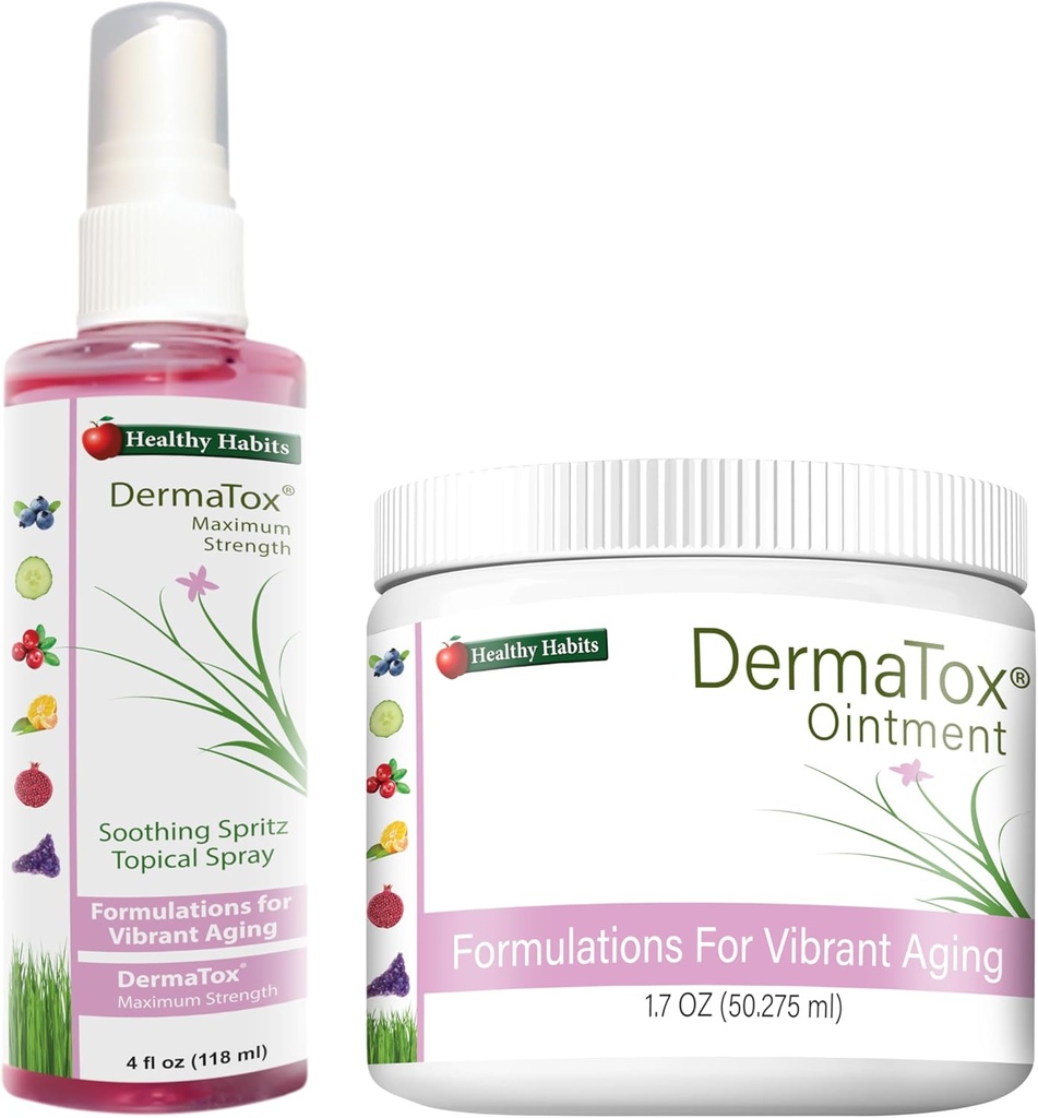 Sunde Vaner DermaTox Bundle - 4oz Topical Spray og 1.7oz Salve - Alle naturlige, alle formål, sikker og effektiv hud nourisation