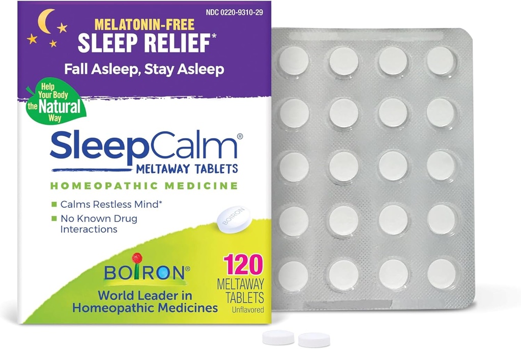 Boiron SleepCall Tablets Sleep Aid til dyb, afslappende, rolig nattesøvn - Melaton- fri og ikke habitatdannelse - 120 Tæl