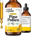 Wild & Organic Pine Pollen Tinktur - Pine Pollen pulver flydende dråber til mænd og kvinder - Vegan, Sukker & Alkohol- Free Supplement - 4 fl oz