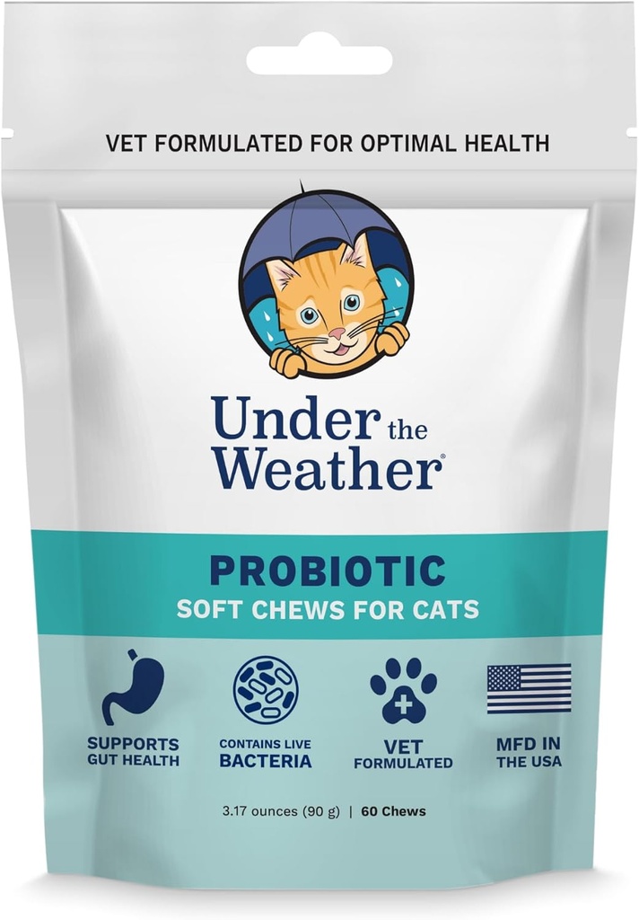 Under Vejret Pet Probiotiske Chews for Katte Budding124; fremmer normal fordøjelse, Balancer sund Gut Sundhed Budding124; 60 Star Shaped Soft Chews