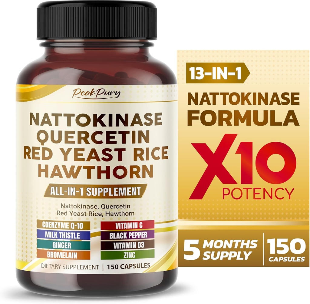 Natokinase 5000FU Quercetin Red Yeast Rice Hawthorn - Samlet wellness support - Made in USA