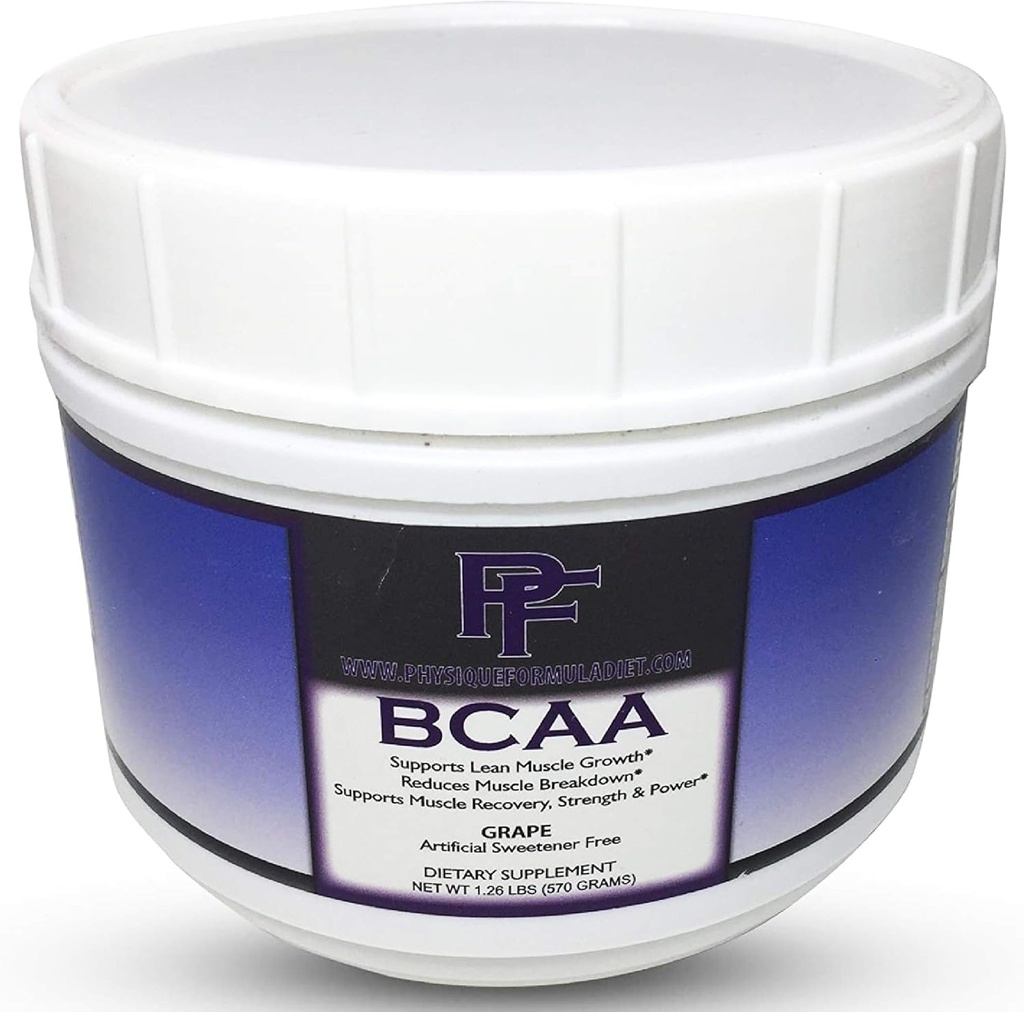 Physique formel BCAA 'er med Stevia All Natural Forgrenet Chain Aminosyrer Pulver med Glutamin & Sødet med Stevia. Koffein & Sukralose Gratis Grape Flavor Ingen sukker